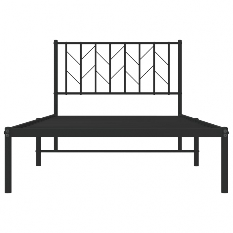 Bettgestell mit Kopfteil Metall Schwarz 100x190 cm