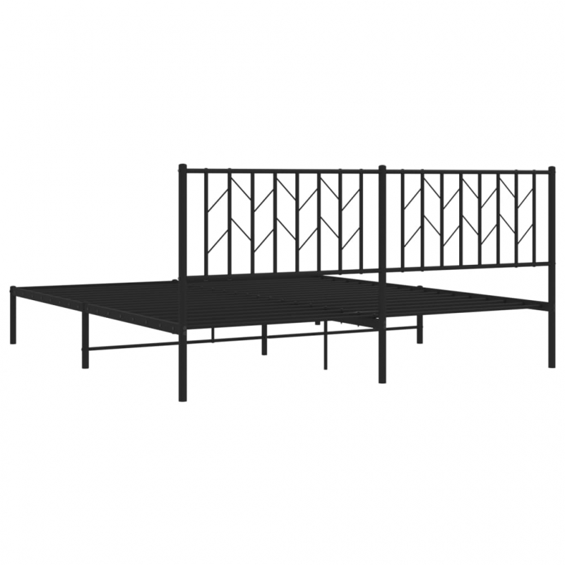 Bettgestell mit Kopfteil Metall Schwarz 180x200 cm
