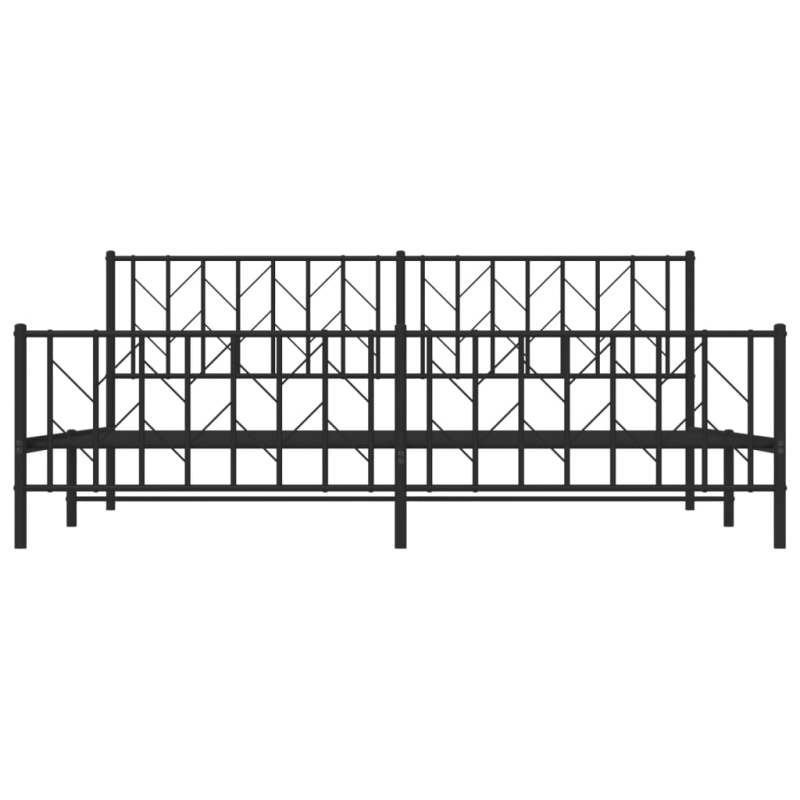 Bettgestell mit Kopf- und Fußteil Metall Schwarz 200x200 cm