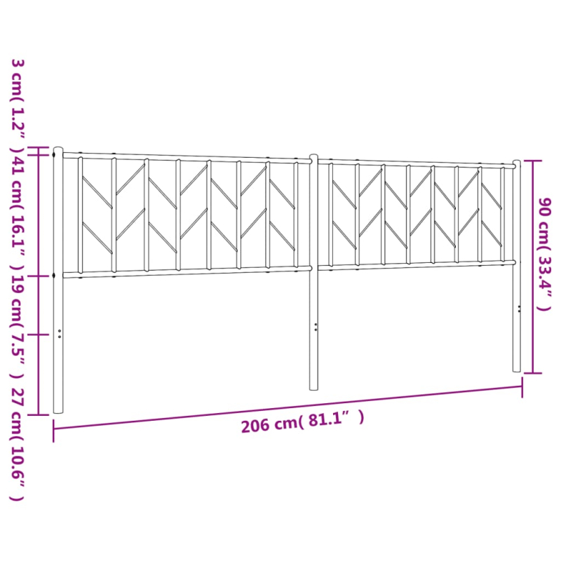 Kopfteil Metall Schwarz 200 cm