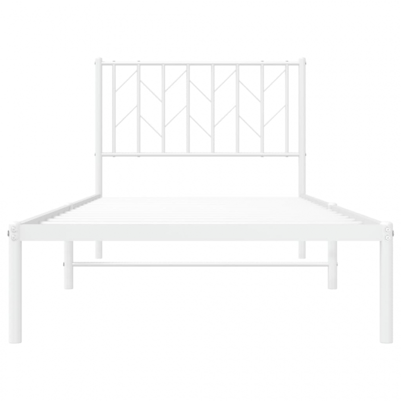 Bettgestell mit Kopfteil Metall Weiß 90x190 cm