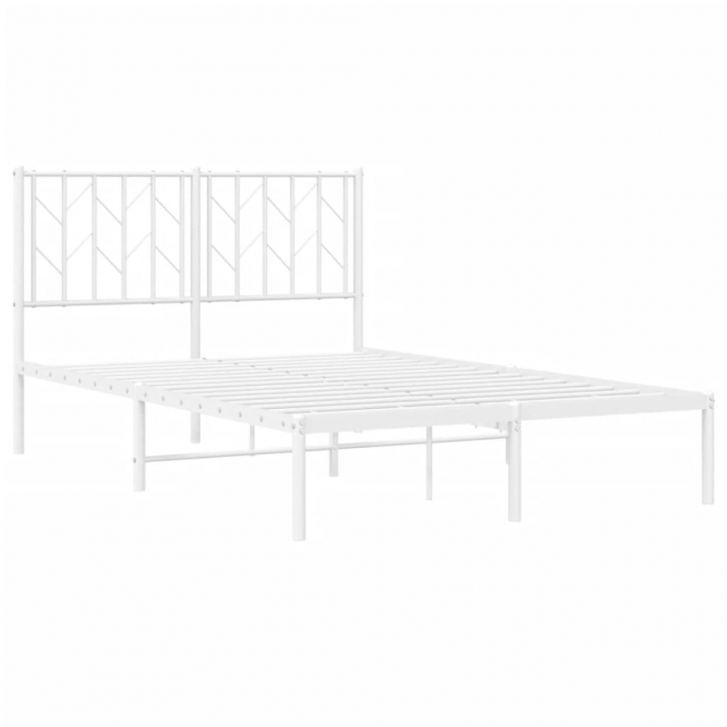 Bettgestell mit Kopfteil Metall Weiß 120x190 cm