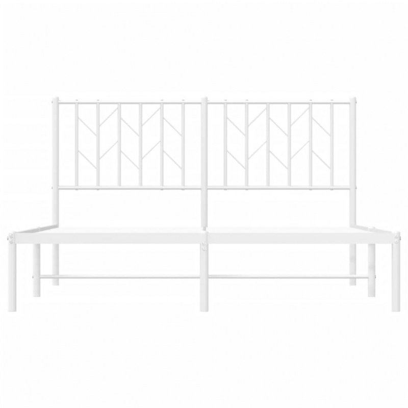 Bettgestell mit Kopfteil Metall Weiß 135x190 cm