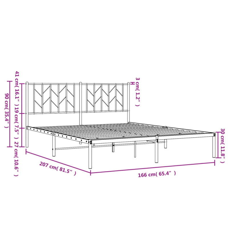 Bettgestell mit Kopfteil Metall Weiß 160x200 cm
