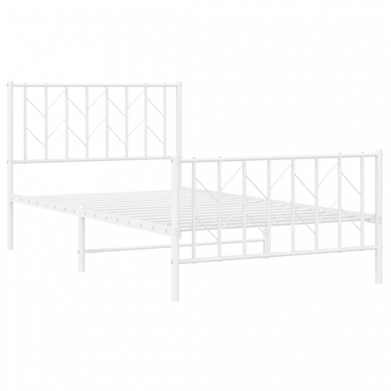 Bettgestell mit Kopf- und Fußteil Metall Weiß 100x190 cm