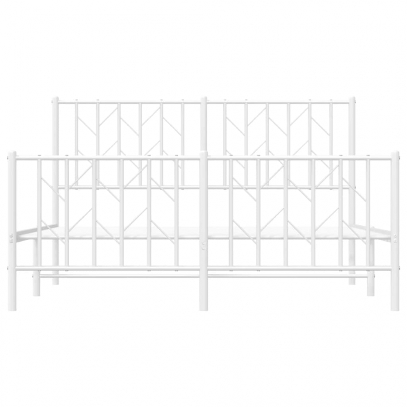 Bettgestell mit Kopf- und Fußteil Metall Weiß 140x200 cm