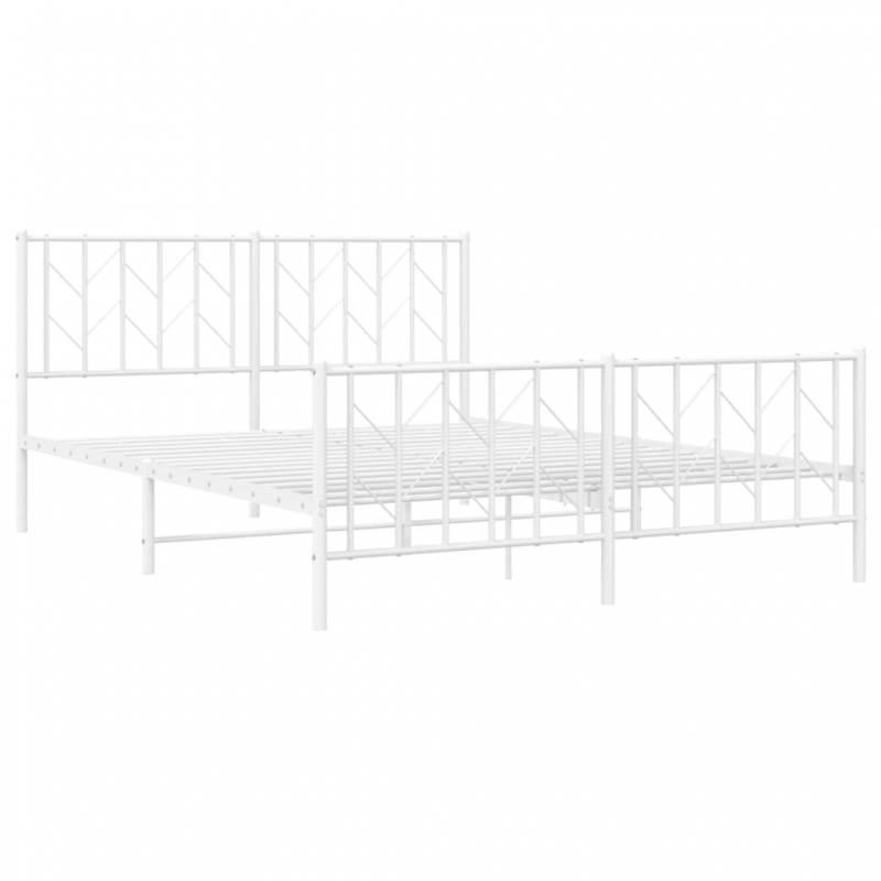 Bettgestell mit Kopf- und Fußteil Metall Weiß 150x200 cm