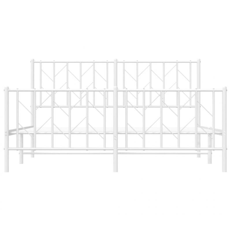 Bettgestell mit Kopf- und Fußteil Metall Weiß 150x200 cm