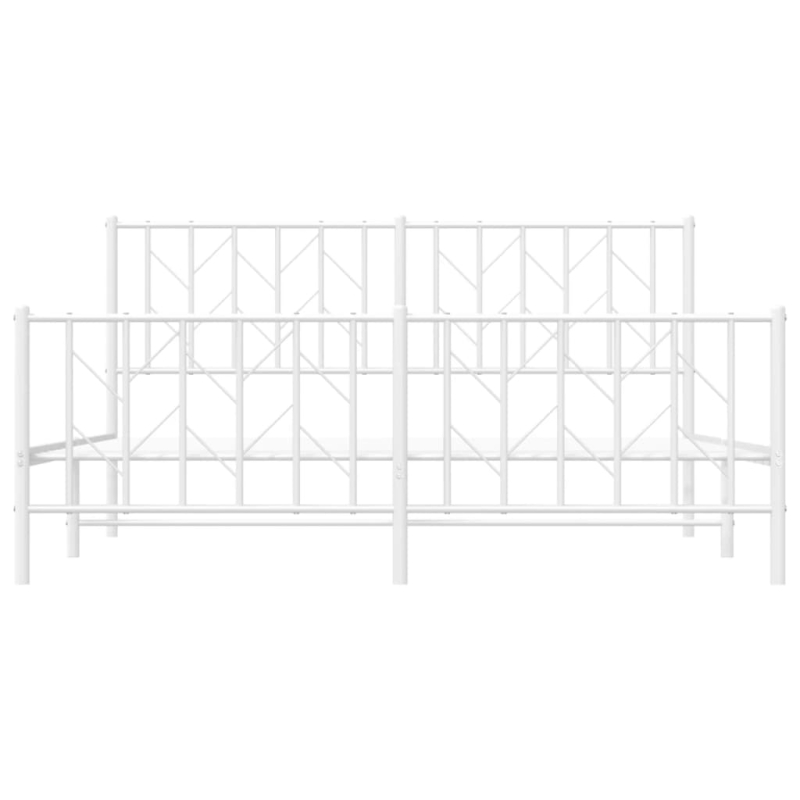 Bettgestell mit Kopf- und Fußteil Metall Weiß 160x200 cm