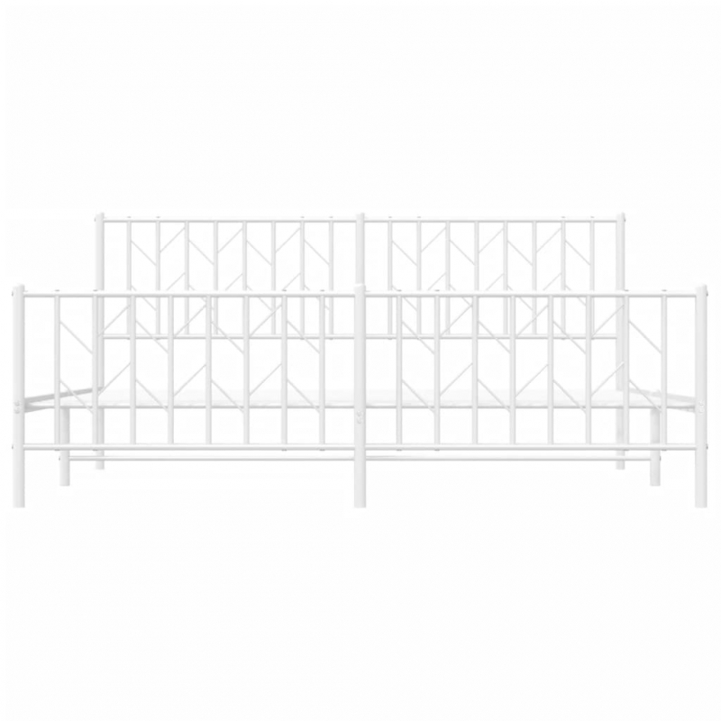 Bettgestell mit Kopf- und Fußteil Metall Weiß 180x200 cm
