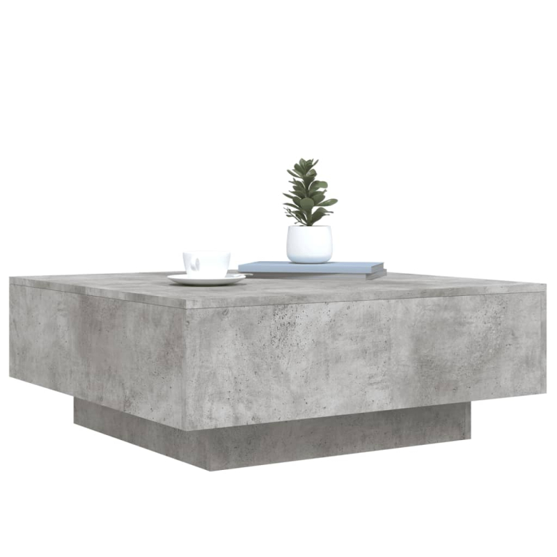 Couchtisch mit LED-Leuchten Betongrau 80x80x31 cm