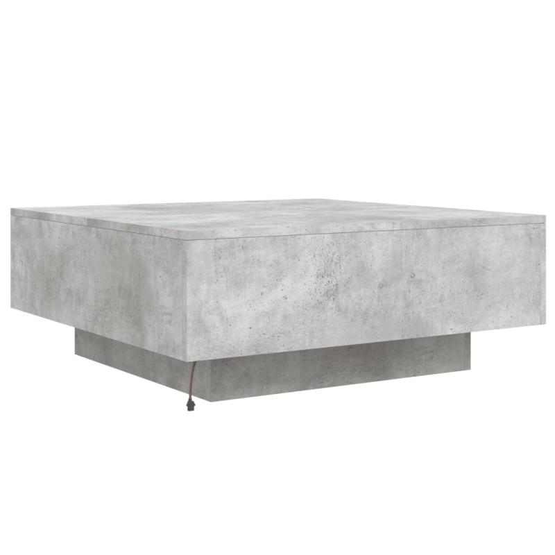 Couchtisch mit LED-Leuchten Betongrau 80x80x31 cm