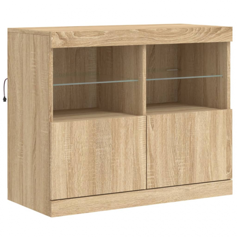 Sideboard mit LED-Leuchten Sonoma-Eiche 81x37x67 cm