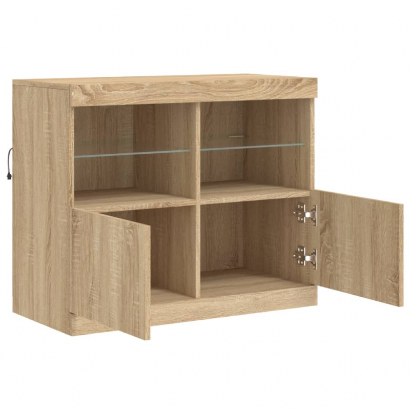 Sideboard mit LED-Leuchten Sonoma-Eiche 81x37x67 cm