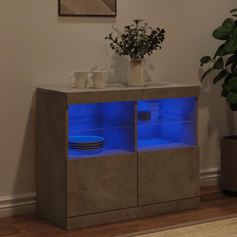 Sideboard mit LED-Leuchten Betongrau 81x37x67 cm