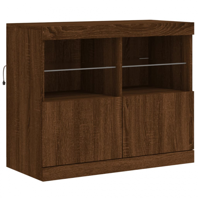 Sideboard mit LED-Leuchten Braun Eichen-Optik 81x37x67 cm