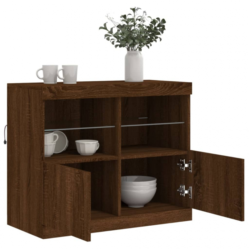 Sideboard mit LED-Leuchten Braun Eichen-Optik 81x37x67 cm
