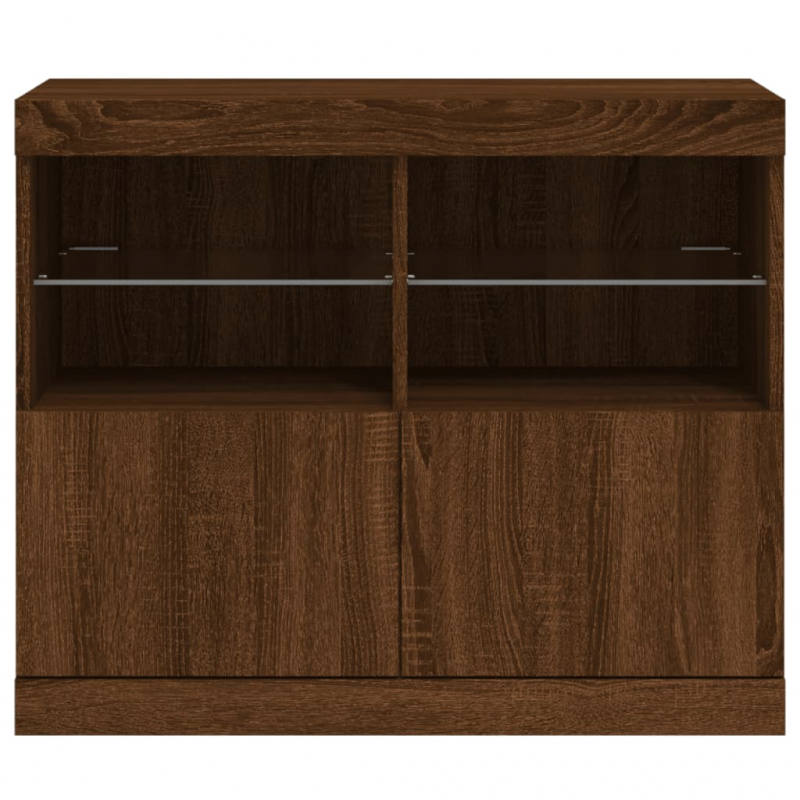 Sideboard mit LED-Leuchten Braun Eichen-Optik 81x37x67 cm