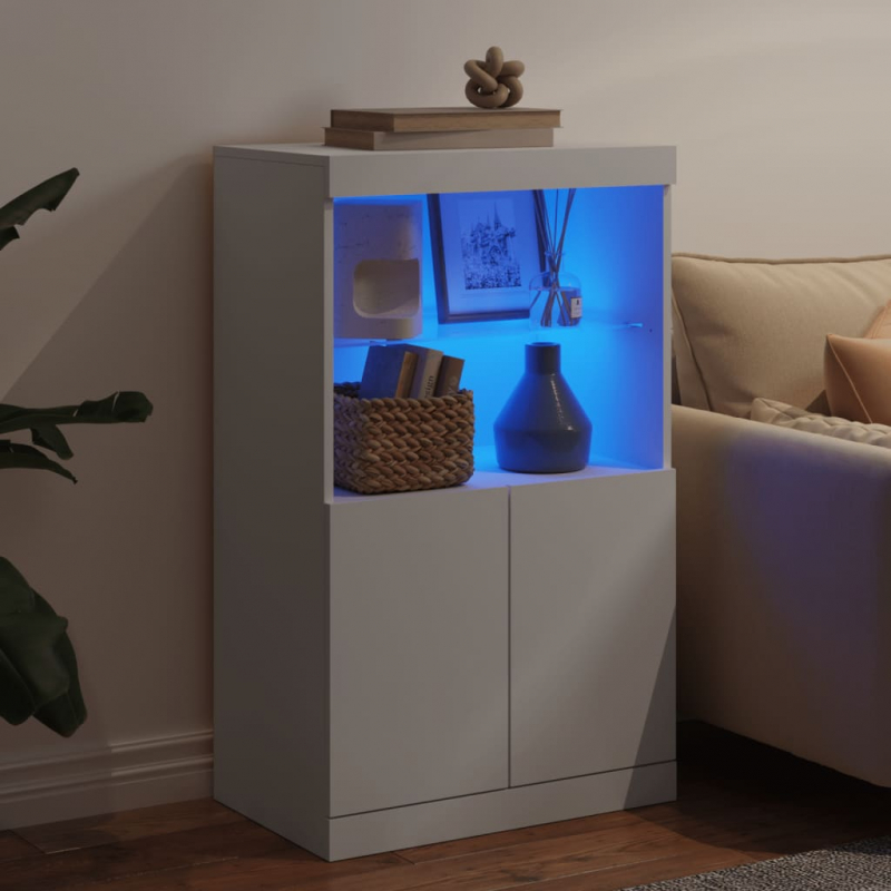 Sideboard mit LED-Leuchten Weiß 60,5x37x100 cm