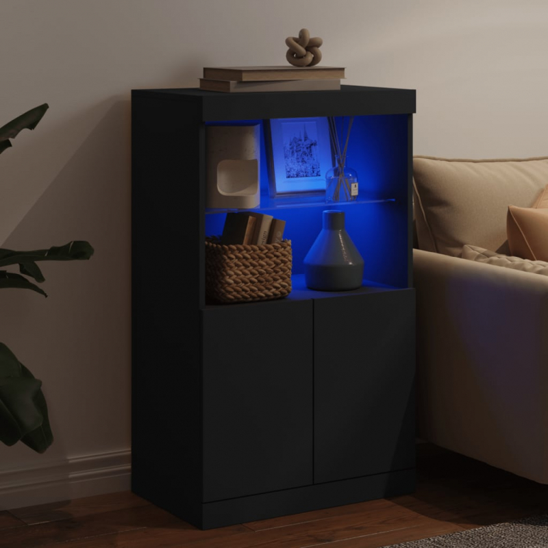 Sideboard mit LED-Leuchten Schwarz 60,5x37x100 cm