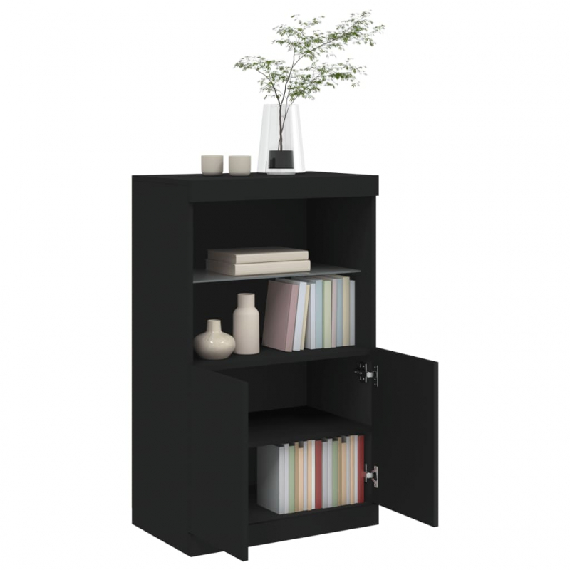 Sideboard mit LED-Leuchten Schwarz 60,5x37x100 cm