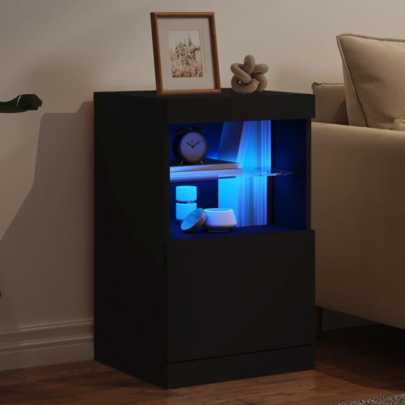 Sideboard mit LED-Leuchten Schwarz 41x37x67 cm