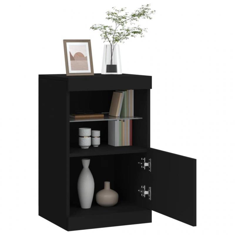 Sideboard mit LED-Leuchten Schwarz 41x37x67 cm
