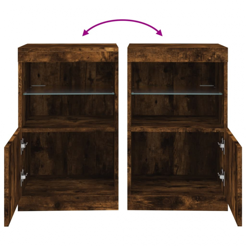 Sideboard mit LED-Leuchten Räuchereiche 41x37x67 cm