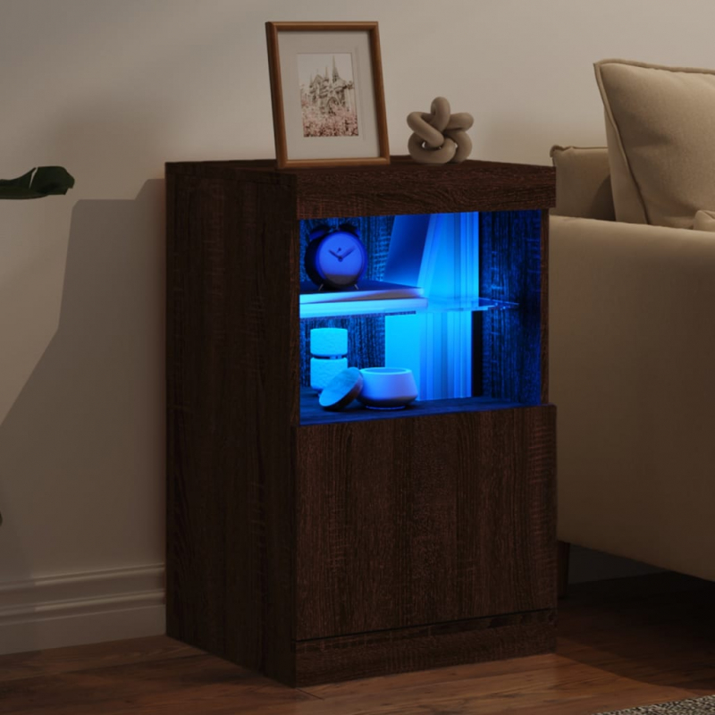 Sideboard mit LED-Leuchten Braun Eichen-Optik 41x37x67 cm