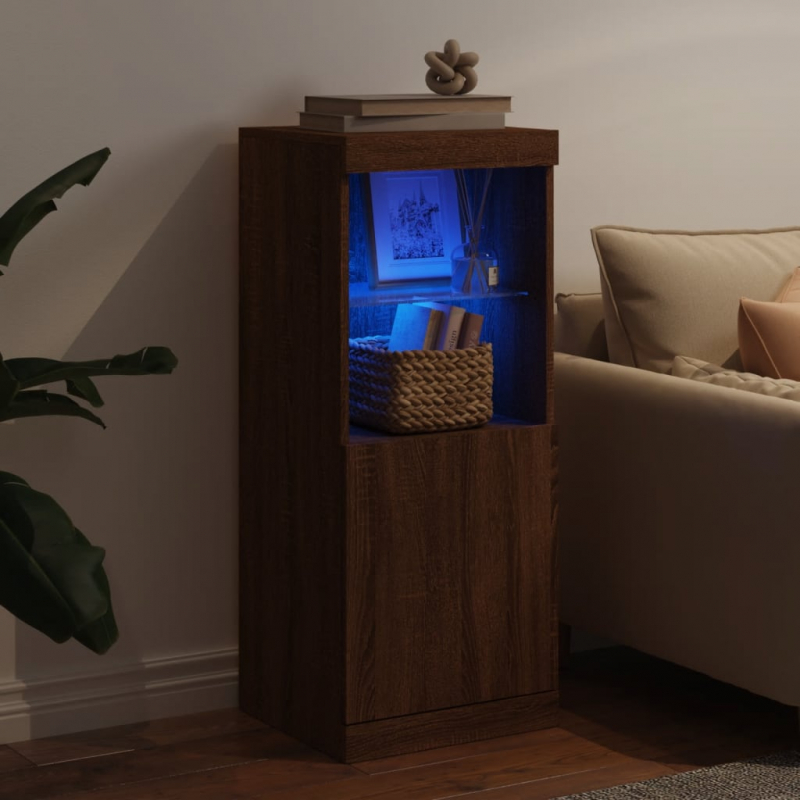 Sideboard mit LED-Leuchten Braun Eichen-Optik 41x37x100 cm