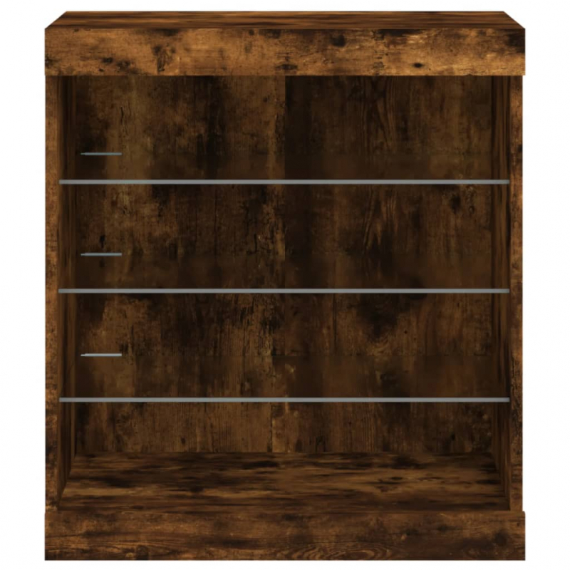 Sideboard mit LED-Leuchten Räuchereiche 60,5x37x67 cm