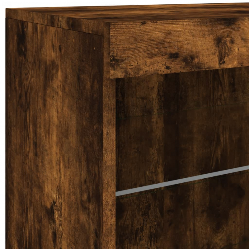 Sideboard mit LED-Leuchten Räuchereiche 60,5x37x67 cm