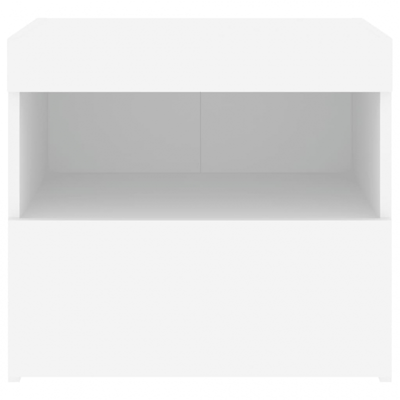 Nachttisch mit LED-Leuchten Weiß 50x40x45 cm