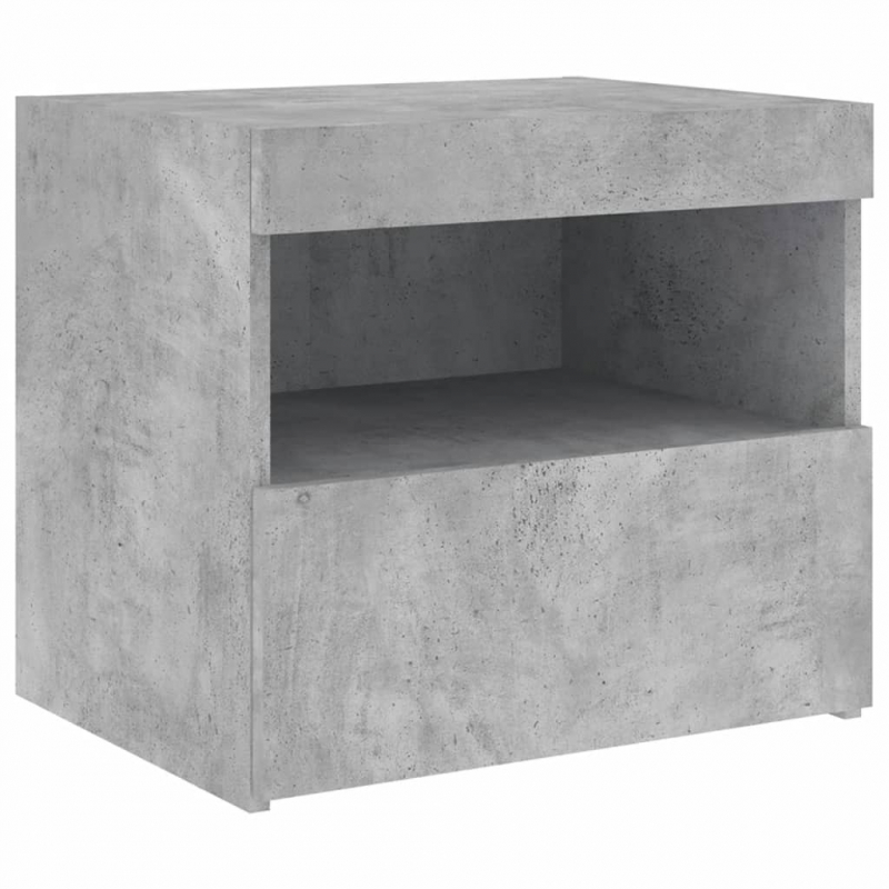 Nachttisch mit LED-Leuchten Betongrau 50x40x45 cm