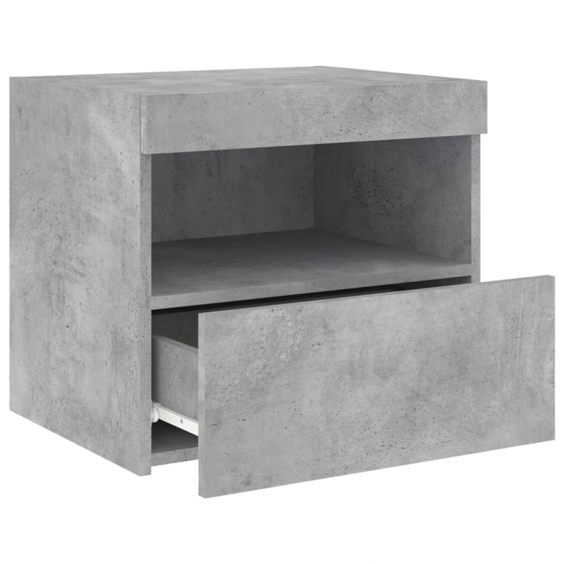 Nachttisch mit LED-Leuchten Betongrau 50x40x45 cm