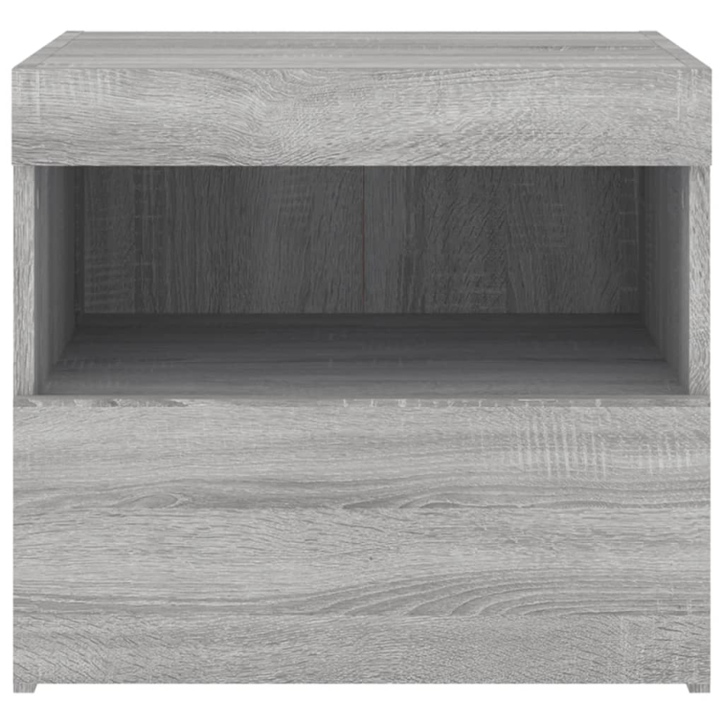 Nachttisch mit LED-Leuchten Grau Sonoma 50x40x45 cm