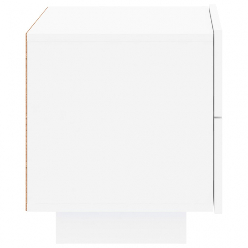 Nachttisch mit LED-Leuchten Weiß 70x36x40,5 cm
