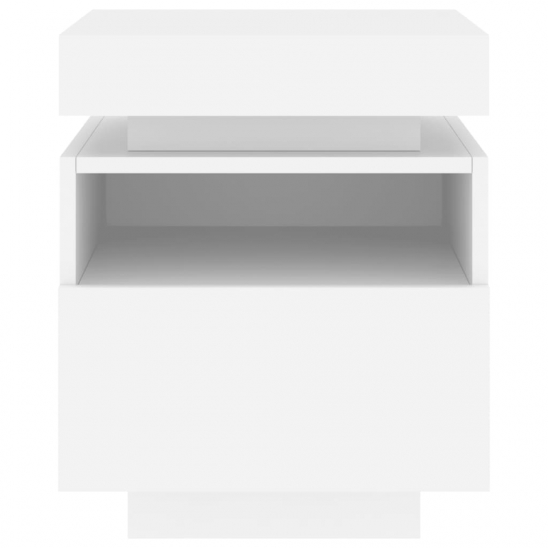 Nachttische mit LED-Leuchten 2 Stk. Weiß 40x39x48,5 cm