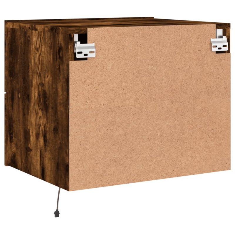 Wand-Nachttische mit LED-Leuchten 2 Stk. Räuchereiche