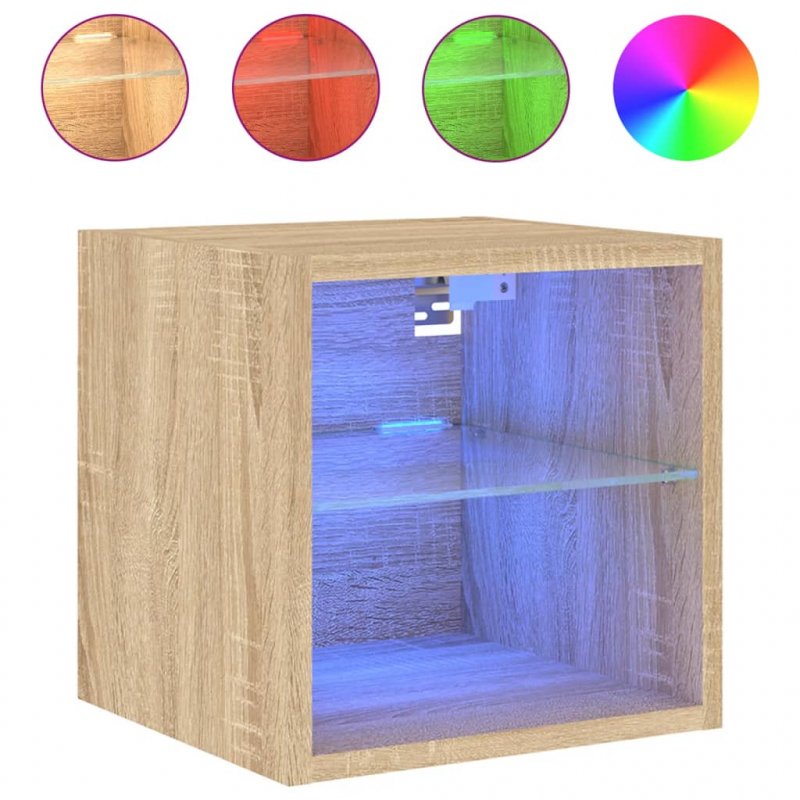 TV-Wandschrank mit LED-Leuchten Sonoma-Eiche 30x28,5x30 cm