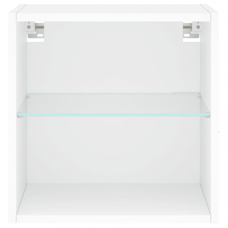 Wand-Nachttisch mit LED-Leuchten Weiß