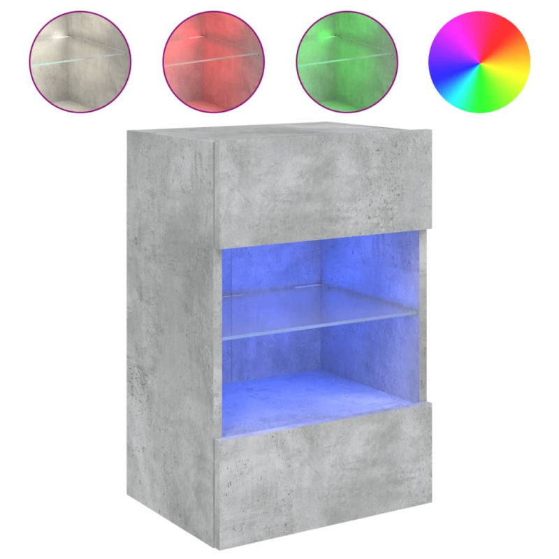 TV-Wandschrank mit LED-Leuchten Betongrau 40x30x60,5 cm