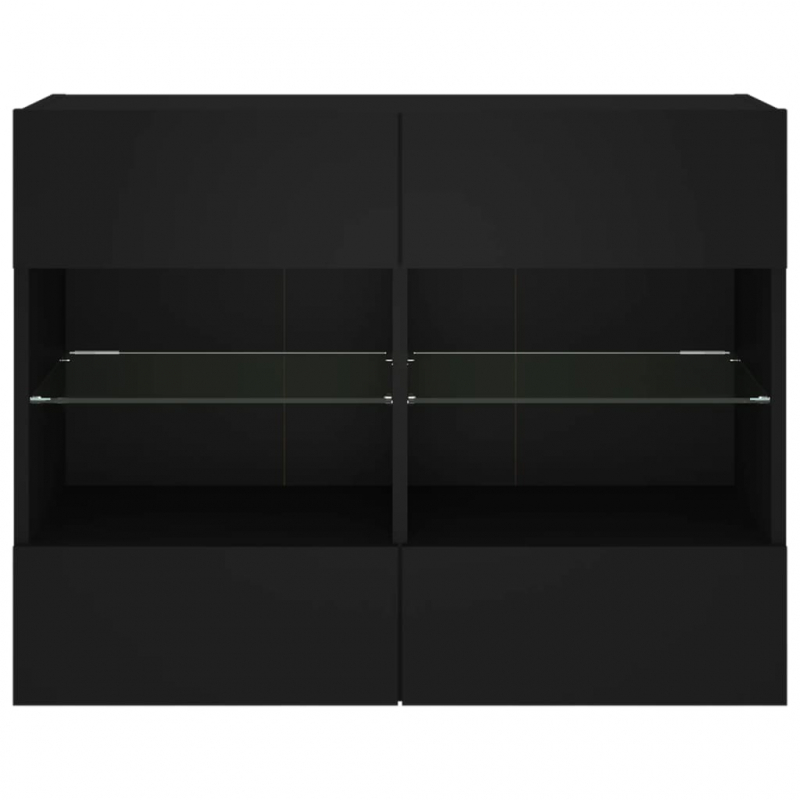 TV-Wandschrank mit LED-Leuchten Schwarz 78,5x30x60,5 cm