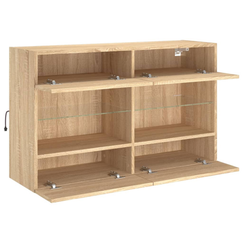 TV-Wandschrank mit LED-Leuchten Sonoma-Eiche 98,5x30x60,5 cm