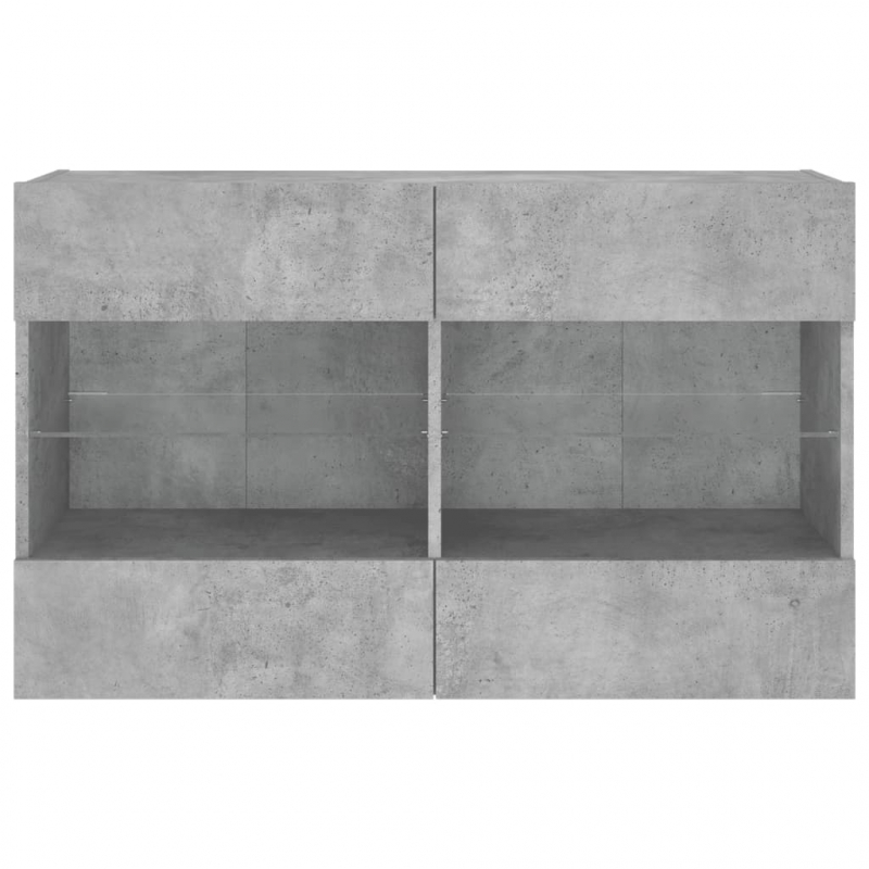 TV-Wandschrank mit LED-Leuchten Betongrau 98,5x30x60,5 cm