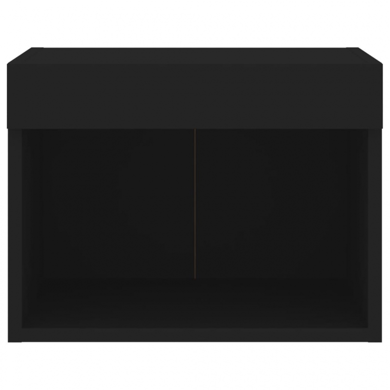 Wand-Nachttische mit LED-Leuchten 2 Stk. Schwarz