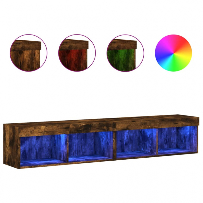 TV-Schränke mit LED-Leuchten 2 Stk. Räuchereiche 80x30x30 cm