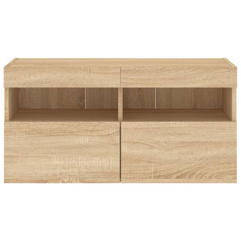 TV-Wandschrank mit LED-Leuchten Sonoma-Eiche 80x30x40 cm