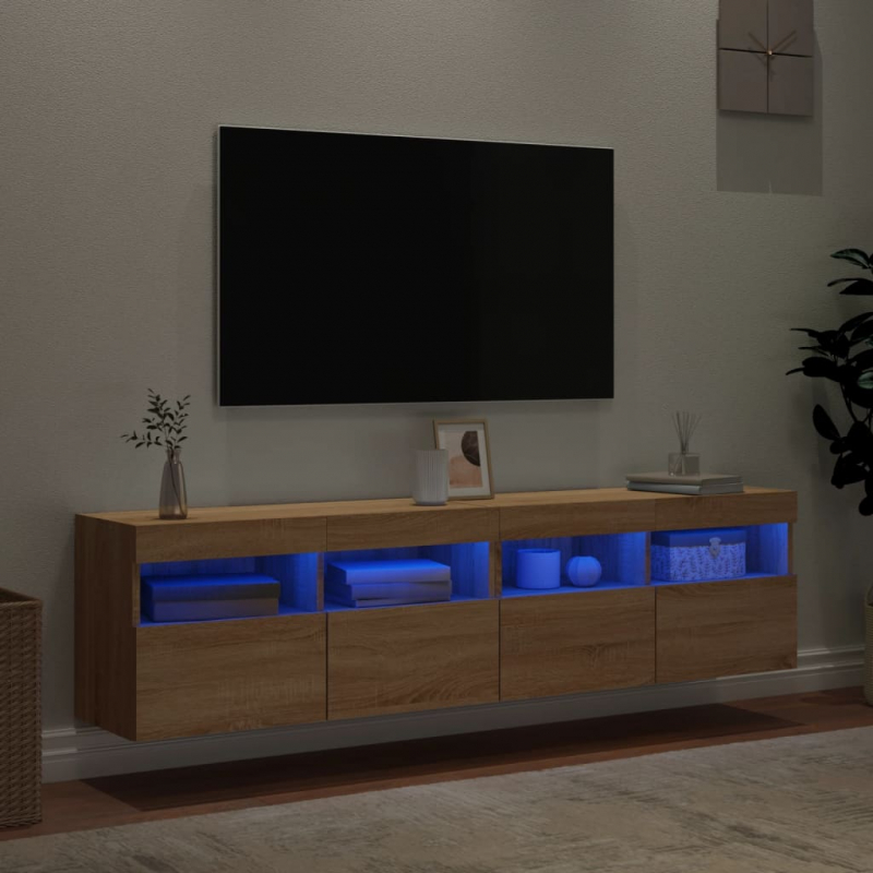 TV-Wandschränke mit LED-Leuchten 2 Stk. Sonoma-Eiche 80x30x40cm