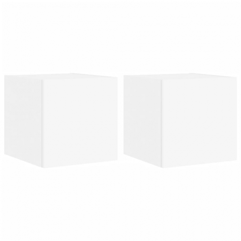 TV-Wandschränke mit LED-Leuchten 2 Stk. Weiß 30,5x35x30 cm